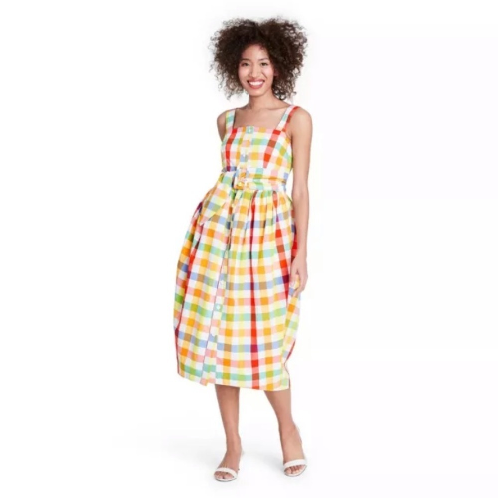 Christopher John Rogers For Target Dress Size 6 Retro Pinup Sundress Plaid NWT